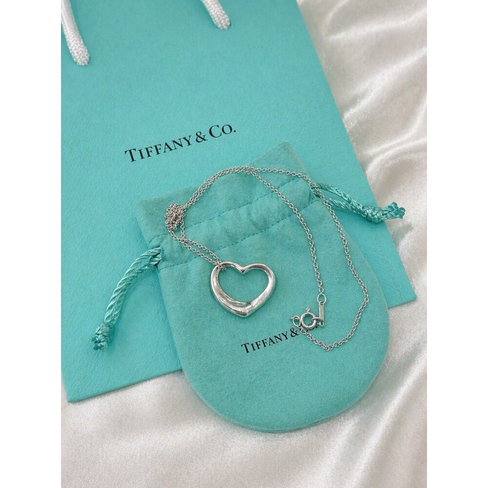 Tiffany & Co Elsa Peretti Big Open Heart Necklace Sterling Silver 925 22mm
